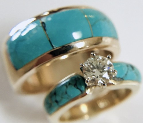 Couples set turquoise Rings                                            